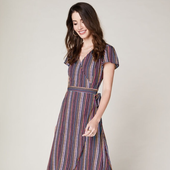 Sandy & Sid Dresses & Skirts - Sandy & Sid Milli Rainbow Stripe Maxi Wrap Dress